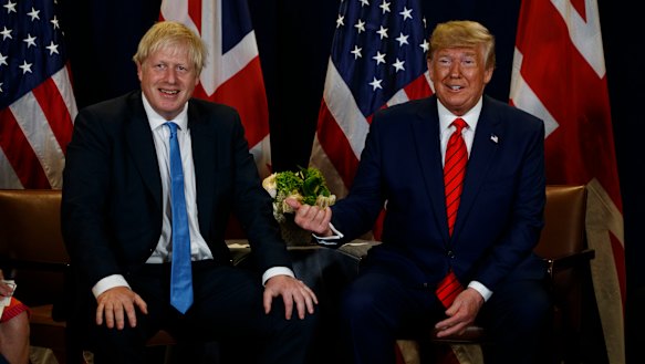 Hair apparent: Boris Johnson with Donald Trump this week.