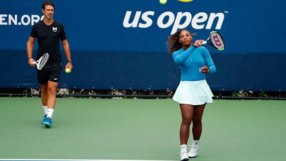 Serena Williams, with her coach Patrick Mouratoglou, at this year's US Open.