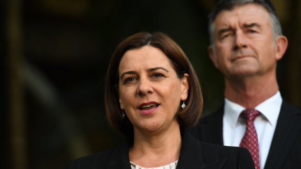 LNP leader Deb Frecklington has backed her deputy, Tim Mander (right).