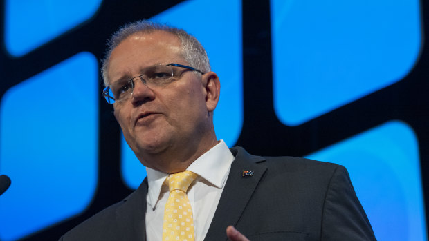 Prime Minister Scott Morrison at the AFR Business Summit. 