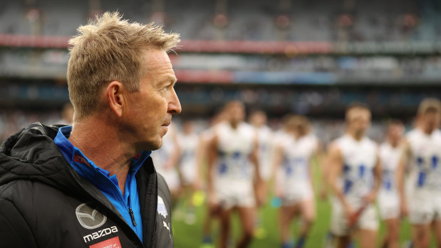 David Noble looks on after his side’s agonising defeat at the hands of Collingwood at the MCG on Saturday.