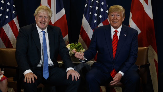 Hair apparent: Boris Johnson with Donald Trump this week.