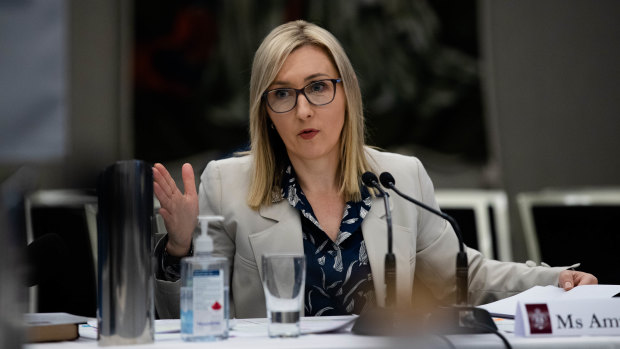 Investment NSW boss Amy Brown gives evidence at the NSW parliamentary inquiry.