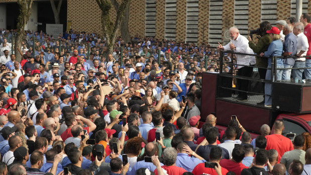 Luis Inacio Lula da Silva, former Brazilian president, at a re-election rally on Tuesday.