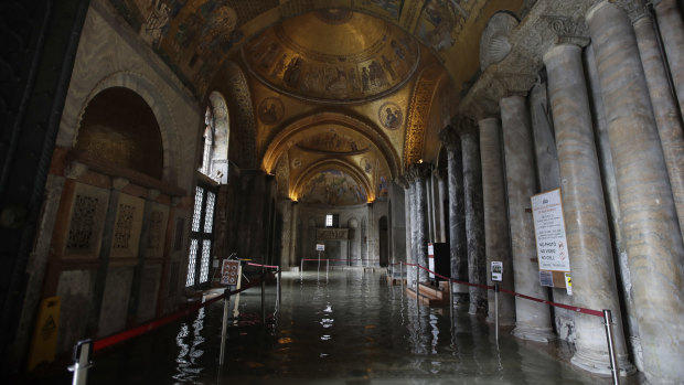 The flooded atrium of St Mark's Basilica.