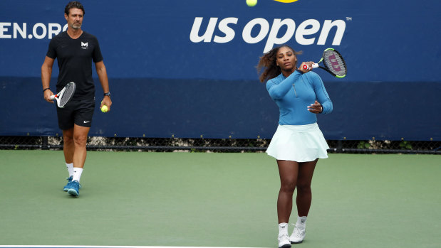 Serena Williams, with her coach Patrick Mouratoglou, at this year's US Open.