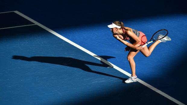 Very particular: Elise Mertens in action at the Brisbane International.