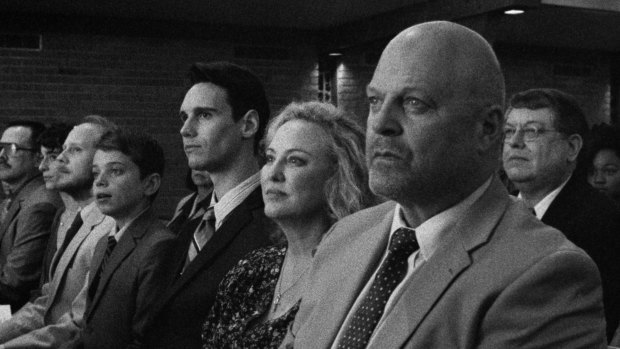 Michael Chiklis (front, right), Virginia Madsen, Cory Michael Smith and Aidan Langford in 1985. 