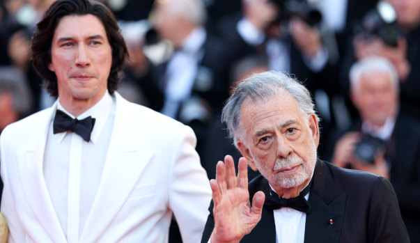 Adam Driver and Francis Ford Coppola on Megalopolis red carpet in Cannes.