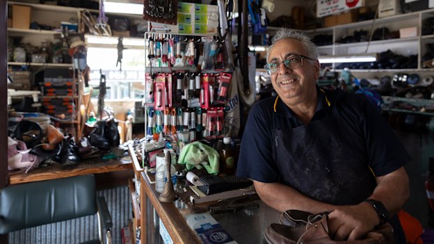 John took over Joe’s Shoe Repairs after his father got sick. “I miss him to bits,” he says. “His spirit still lives in the shop.” 