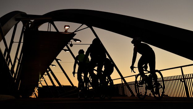 Early morning ride over the the Goodwill Bridge.
