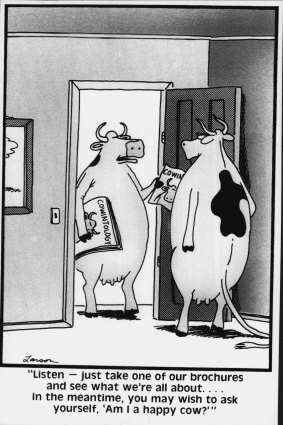 One of Larson's famous cow portrayals, published March 5, 1990.