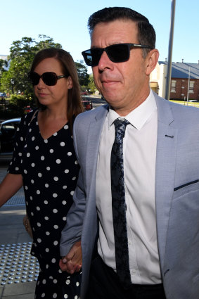 Former Ipswich mayor Andrew Antoniolli and his wife Karina arrive at the Magistrates Court in Ipswich.