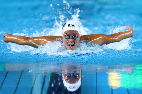 Abbey Connor in the women’s 200m butterfly earlier tonight.