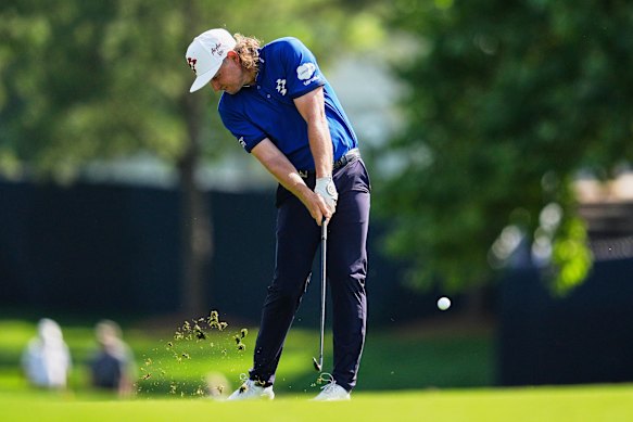 Cameron Smith on the ninth hole at Quail Hollow.
