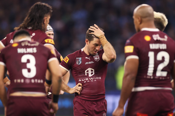 A dejected Ben Hunt after a Nathan Cleary try in Perth.
