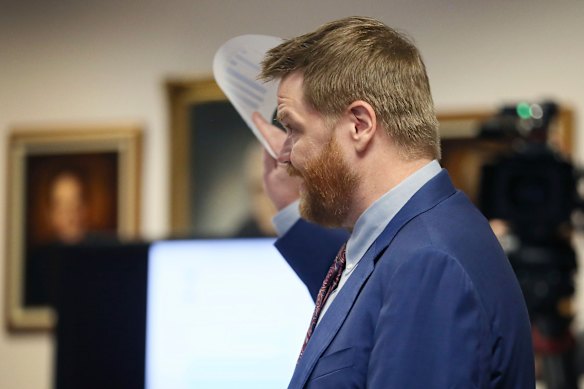 Mark Bankston, lawyer for Sandy Hook victims’ parents Neil Heslin and Scarlett Lewis, asks Alex Jones questions about his emails and text messages during the trial.