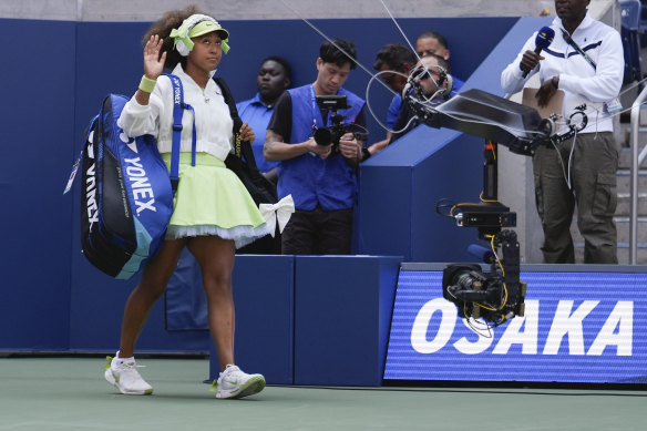 Tennis star Naomi Osaka at the US Open in her brat dress.