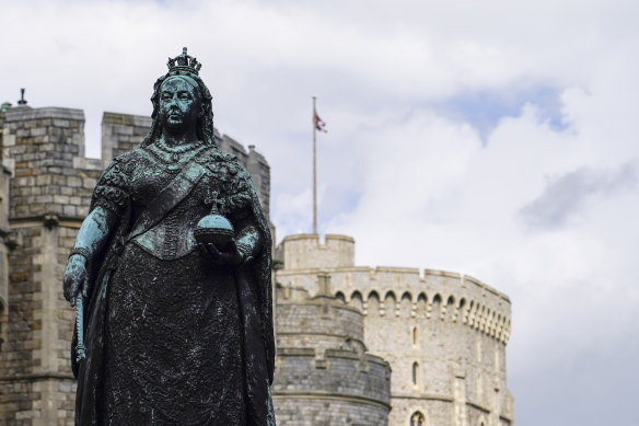 A statue of Queen Victoria outside Windsor Castle, near London. Prince Dejatch Alemayehu’s remains are buried at St George’s Chapel on the castle grounds.