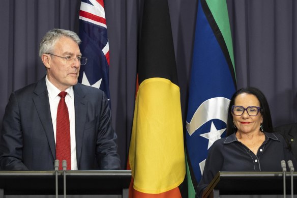 Attorney-General Mark Dreyfus and Minister for Indigenous Australians Linda Burney spoke after the bill for the referendum passed the lower house yesterday. 