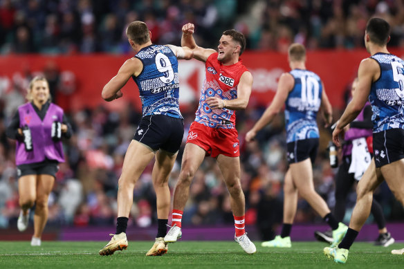 Sydney’s Tom Papley challenges Carlton skipper Patrick Cripps, the last time their teams clashed.