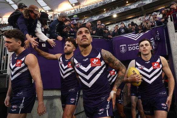 Michael Walters stepped away from the midfield to lead Fremantle’s forward line in 2022.