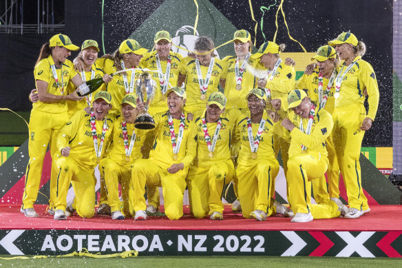 Australia with the World Cup trophy.