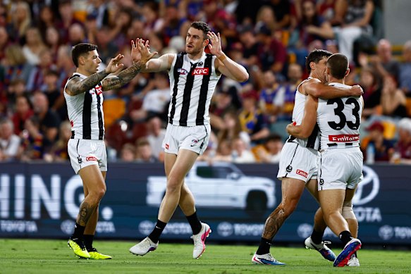 Dan McStay celebrates a goal against his former side.