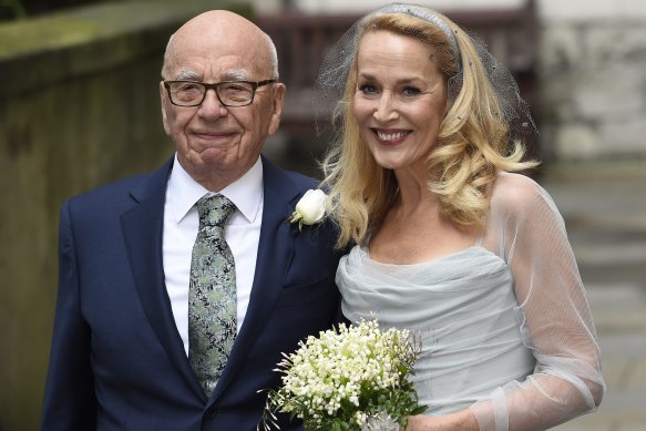 Rupert Murdoch and Jerry Hall at their London wedding in 2016.