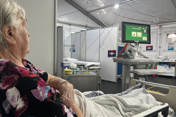 The case of a stroke patient, 83, who has spent more than 16 hours in a tent outside Box Hill Hospital has highlighted the extreme state of hospital overcrowding in Victoria.