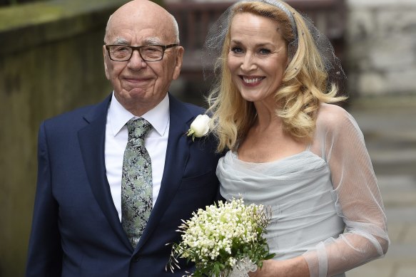 Rupert Murdoch and Jerry Hall at their wedding in London in 2016.