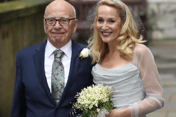 Rupert Murdoch and Jerry Hall at their London wedding in 2016.