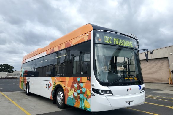 The first of eight electric buses to be rolled out as part of the Victorian government’s zero emission bus trial from November.
