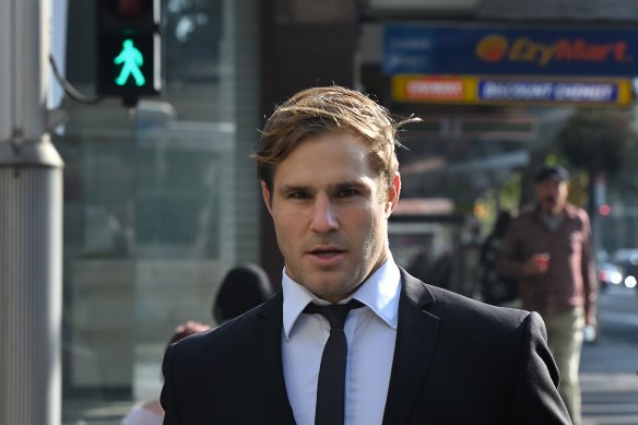 Jack de Belin outside court in April.