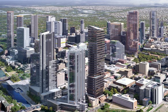 An artist’s impression on turning Parramatta into Sydney’s second CBD.