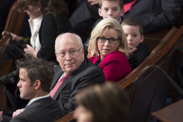 Former vice-president Dick Cheney (left) with his daughter, then-newly-elected representative Liz Cheney in 2017.