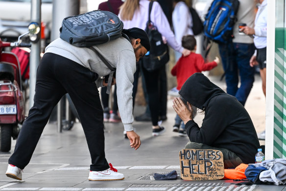 Rough sleepers in central Melbourne on Tuesday.