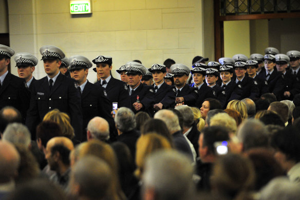 A matter of trust: Graduating recruits at the Victoria Police Academy chapel.