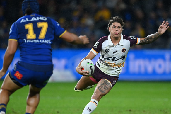 Reece Walsh on the fly for Brisbane.