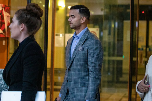 Guy Sebastian leaves court on May 23, shortly before the messages were sent.