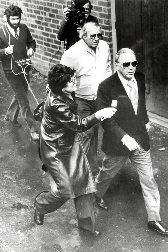 June 1974: Frank Sinatra declines an interview with Ann Pilmer on his way to Melbourne’s Festival Hall.