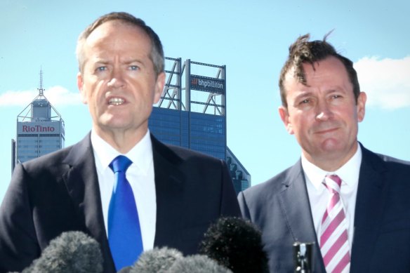 Federal Opposition Leader Bill Shorten with Premier Mark McGowan in October, 2018, at of their regular joint media experiences.