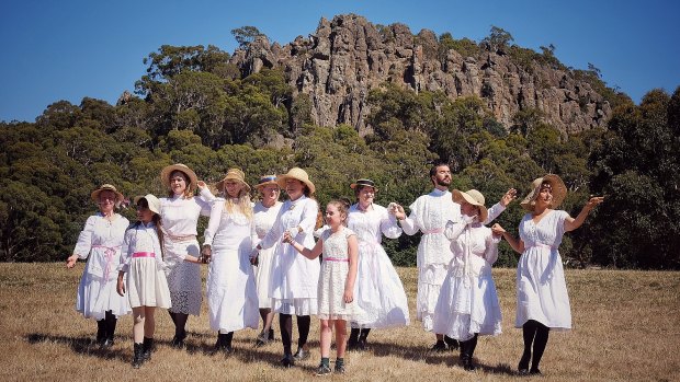 Miranda-alikes practise moves for the Too Many Mirandas dance flash mob.