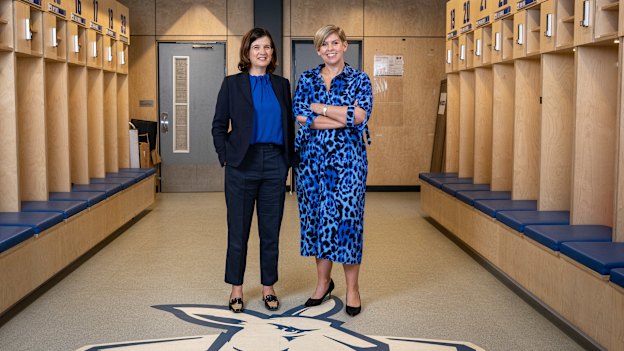 Sonja Hood (left) and Jennifer Watt are the first female president/CEO duo operating at this elite level in AFL. Watt says they enjoy a “comfortable familiarity”.