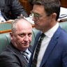 Joyce and Nationals leader David Littleproud during question time at Parliament House in February.