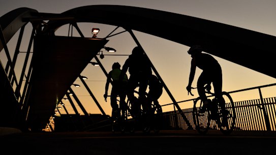 Early morning ride over the the Goodwill Bridge.
