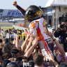 Marquez celebrates fifth MotoGP title ... by dislocating his shoulder