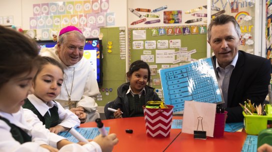 Minister for Education Jason Clare tours St Felix Catholic Primary in Bankstown.