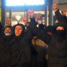 Right-wing demonstrators shout at people protesting against the victory of Geert Wilders in the Dutch general election on Thursday.