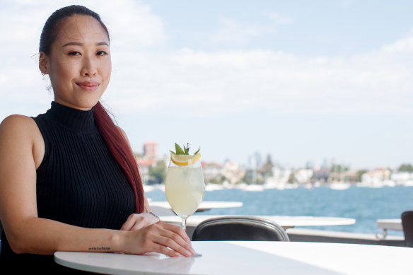 Cindy Tandinata enjoys a limoncello cocktail at Catalina in Rose Bay.